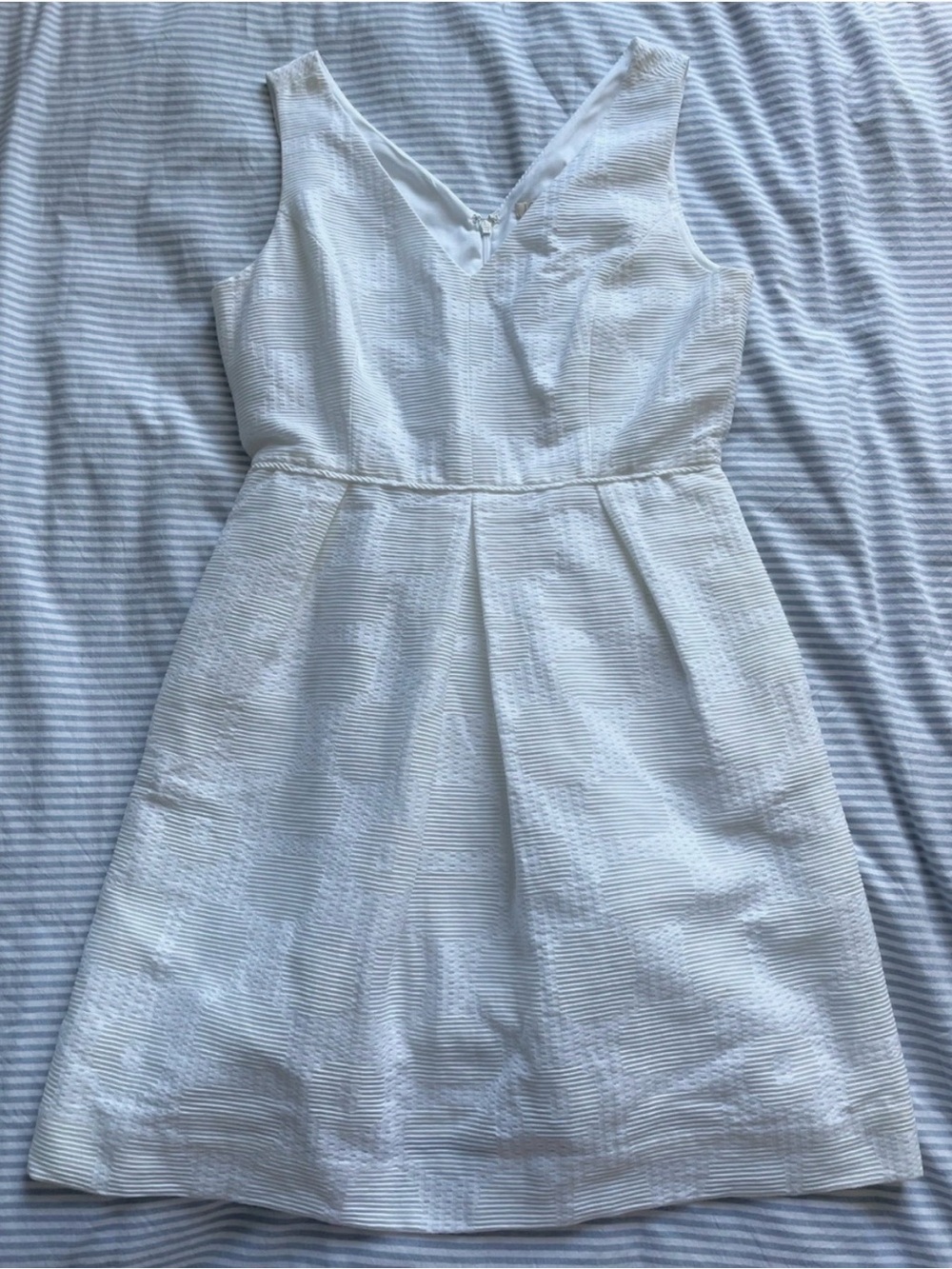 J. Crew White Textured V-Neck Sleeveless Mini Dress